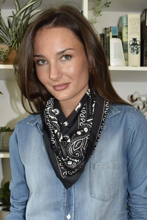 Western Bandana Triangle Silk Neckerchief Black